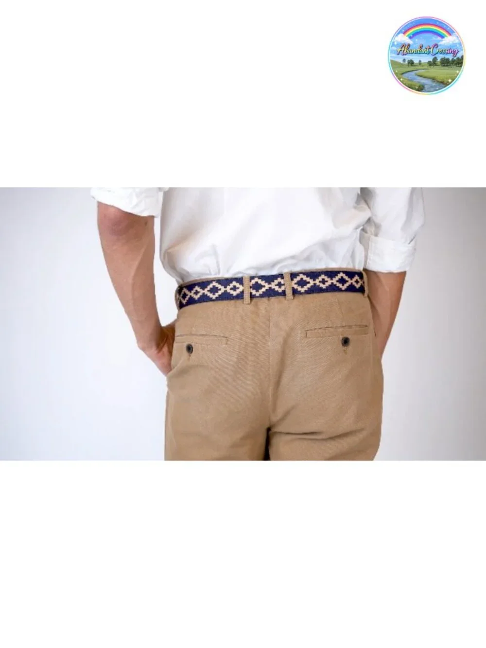 Handmade Woven Leather Golf Belt for Men - Pearl Cotton Stitching